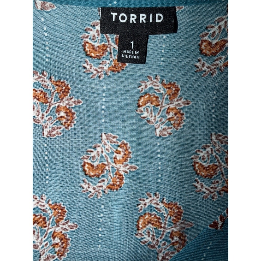 Torrid Woman's Challis Button-Front Midi Dress Size 1X 14/16 Flutter Sleeves - Picture 5 of 5
